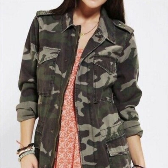 Urban OUTFITTERS ecoté camo camouflage army fatigue jacket small - Picture 3 of 16